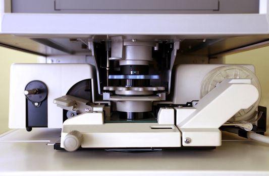 details shot of Microfiche reader in closeup
