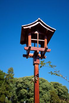 Japanese lantern on a background of blue sky 