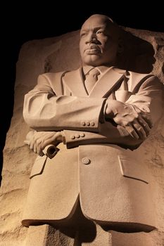 Martin Luther King Jr. Memorial Statue Night Washington DC Sculptor is Lei Yixin