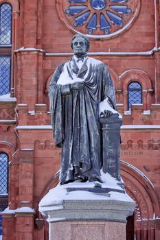 Smithson Statue After the Snow Smithsonian Castle Mall Washington DC