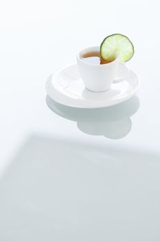 cup of tea on a glass surface