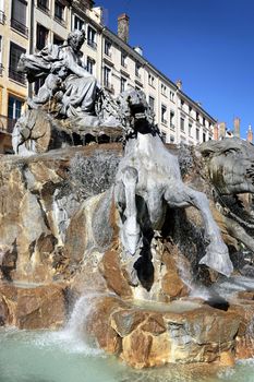 famous Lyon city and Place des Terreaux 