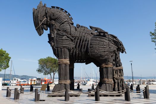 The copy of Troy wooden horse at Canakkale, Turkey 