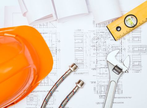 plumbing and drawings are on the desktop, workspace engineer