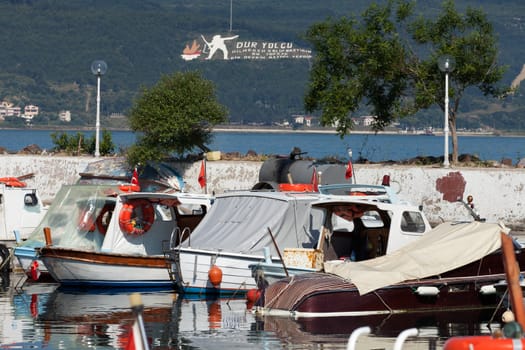 Boats in the port in Canakkale. Turkey