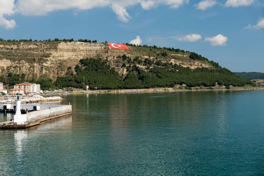The crossing through the strait of Dardanelles from Asia to Europe