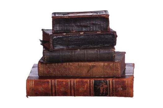 stack of aged books