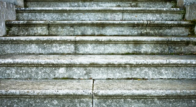 Close up of an old stone flight of stairs