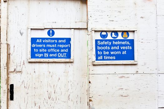 Signs at a construction site for information