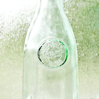 Close up of a recycled glass bottle