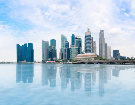 Singapore skyline of business district and Marina Bay in day 