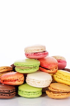 Macaroons assortment isolated in white background 