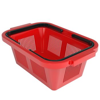 Red shopping basket. Isolated render on a white background