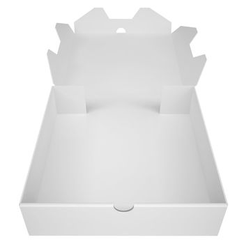 Open a box of pizza is empty. Isolated render on a white background