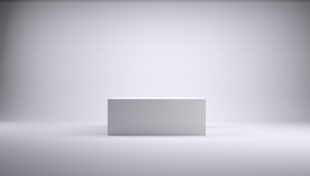 Cube in a white photo studio. 3d Render