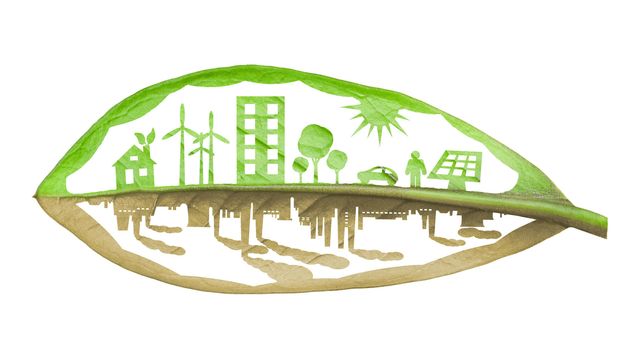 Green ecology city against pollution concept

