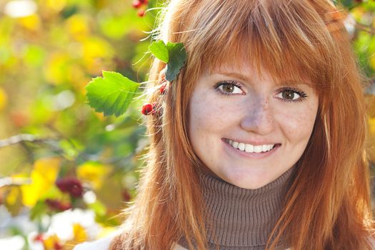 portrait of a beautiful young redhead teenager woman 