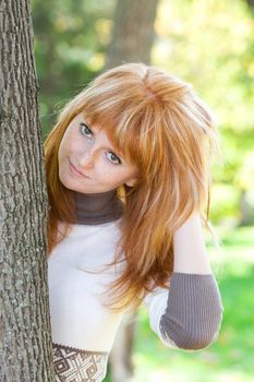 portrait of a beautiful young redhead teenager woman 