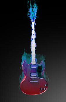 Flaming Guitar with a Supernatural Burning Fire