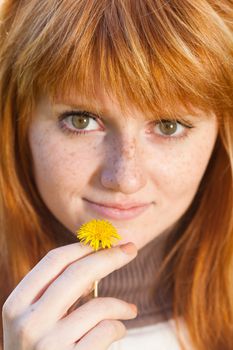 portrait of a beautiful young redhead teenager woman 