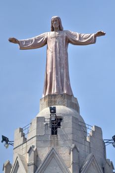 Jesus Christus Statue at Temple del Sagrad Cor in Barcelona, Spain