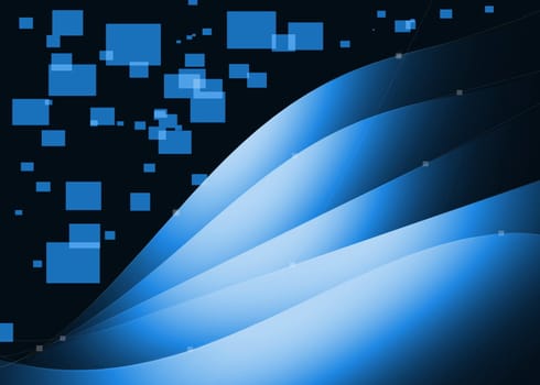 abstract square and curve blue background