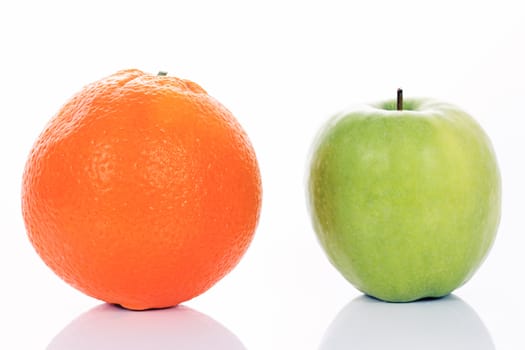 Apple and Orange isolated on white 