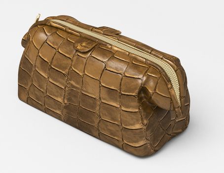 Leather clutch closeup on a light background