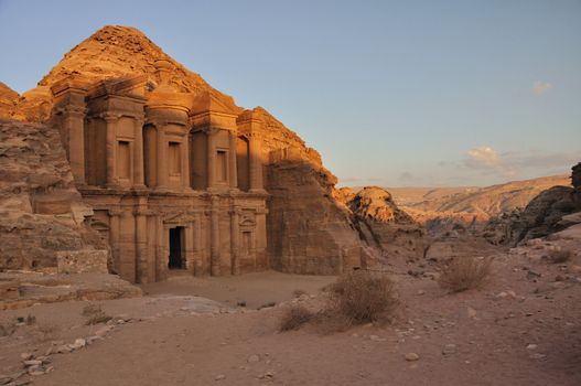 The Monastery, Petra's largest monument, dates from the 1st century BCE. It was dedicated to Obodas I and is believed to be the symposium of Obodas the god. This information is inscribed on the ruins of the Monastery (the name is the translation of the Arabic Ad-Deir).