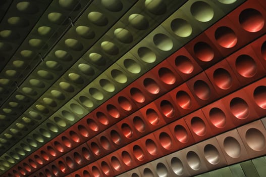 Designed wall in Prague metro station tunnel, Mustek.