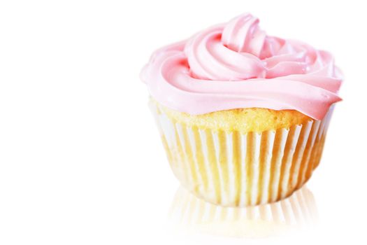 Vanilla cupcake with pink frosting