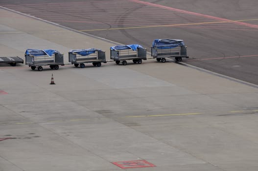 Empty luggage carts at the airport