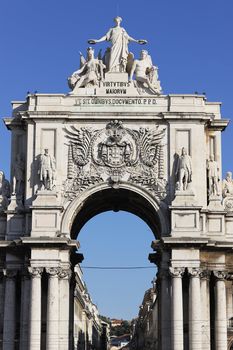 farmous arch at commerce square in Lisbon, Portugal