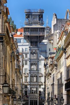 Famous santa justa elevator in Lisbon 