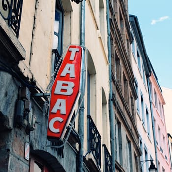 French Tabac Sign in a small street