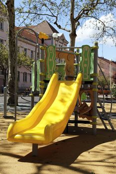 children playground equipment at park garden 