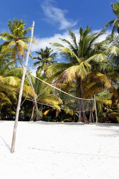beach volleyball net, on a sunny day in Mexico 
