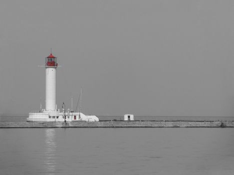lighthouse in seaport of Odessa, Ukraine