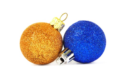Christmas card. Two spheres on a white background