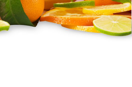 Citrus sliced fruit isolated on white