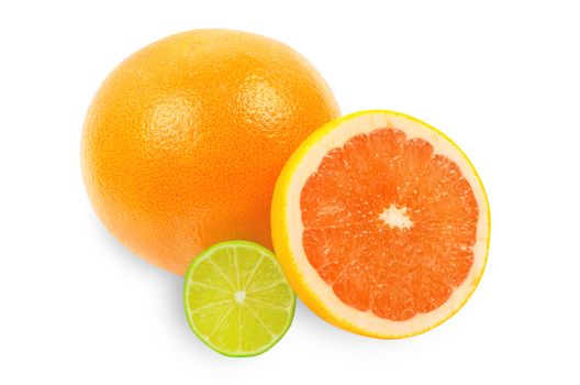 citrus fruits on white