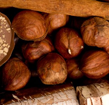 coffee beans, cinnamon and nuts 
