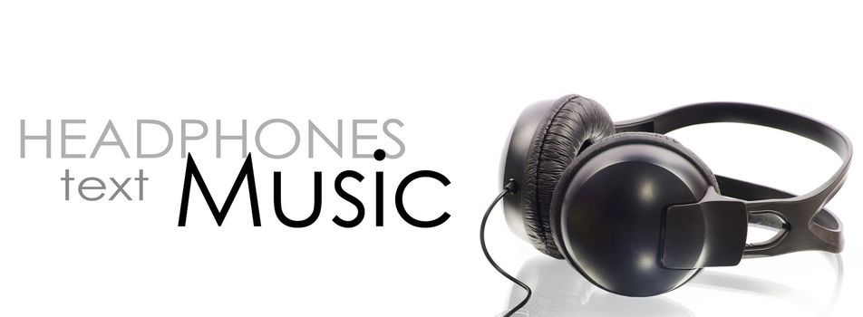 black headphones isolated on white background