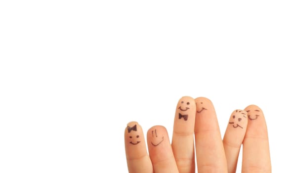 Fingers Smile, with a space for Your text, isolated on white background