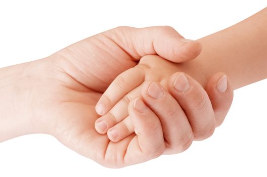 Mother holding child's hand