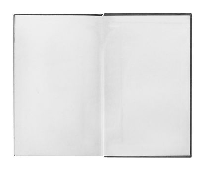 Opened book with blank pages isolated over white background