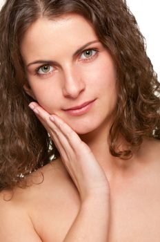 Portrait of young woman isolated on white background