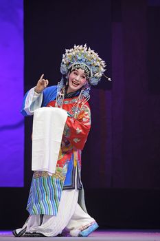 CHENGDU - JUN 8: Chinese Chu opera performer make a show on stage to compete for awards in 25th Chinese Drama Plum Blossom Award competition at Experimental theater.Jun 8, 2011 in Chengdu, China.
Chinese Drama Plum Blossom Award is the highest theatrical award in China.