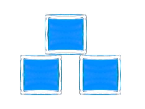 Glass blocks isolated against a white background