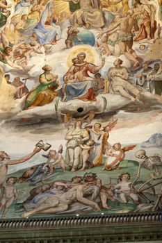 Florence - Duomo .The Last Judgement. Inside the cupola: 3600 m2 of frescoes, created by Giorgio Vasari and Federico Zuccari, who worked there from 1572 to 1579.